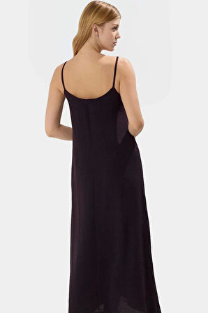 Şık V Yaka Kolsuz Maxi Elbise 130cm Boy Polyester Dokuma Rahat Seçkin Malzeme