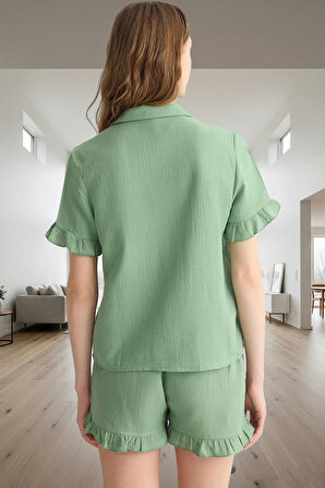 Yumuşak Pamuklu Müslin Pijama Takımı Rahat ve Şık Zarifane Tasarım Modern Stil Özenle Seçilmiş