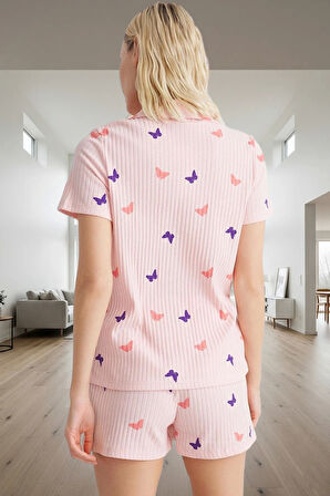 Rahat Örme Pijama Takımı Çok Kelebek Desenli Ve Şık Kaliteli İşçilik Uzun Ömürlü