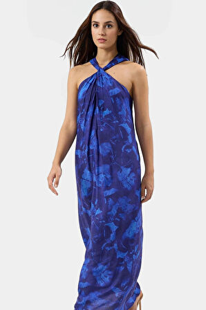 Yazlık Desenli Viskoz Maxi Elbise Rahat ve Şık Modern Stil