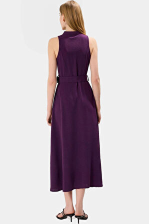 Yazlık Şık Kemerli Maxi Elbise Rahat Dokuma Polyester Kumaş Görünüm Profesyonel