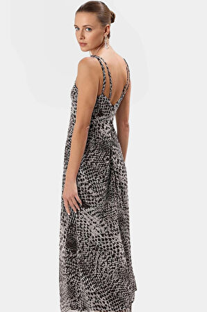 Astarlı A Kesim Maxi Elbise Şifon Dokuma Etnik Desen Yazlık Rahat Ve Şık Mükemmel Uyum