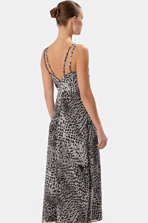 Astarlı A Kesim Maxi Elbise Şifon Dokuma Etnik Desen Yazlık Rahat Ve Şık Mükemmel Uyum