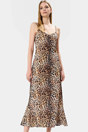 A Kesim Kolsuz Maxi Saten Elbise Çok Çiçek Desenli Yazlık ve Şık Premium Kalite