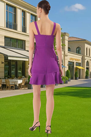 Kadın Askılı Mini Elbise A Kesim Nervür Detaylı Yazlık Dokuma Modern Stil Günlük Kullanım İçin