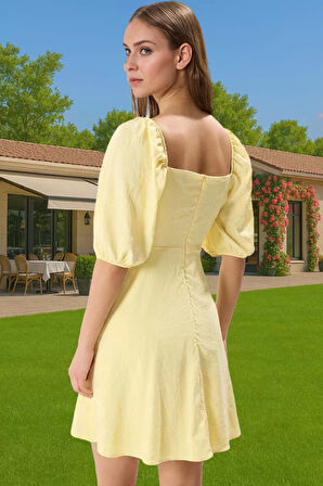 Kadın Şık A Kesim Mini Elbise Pamuk Polyester Dokuma Kumaş Şık Görünüm Özenle Seçilmiş Mükemmel Uyum