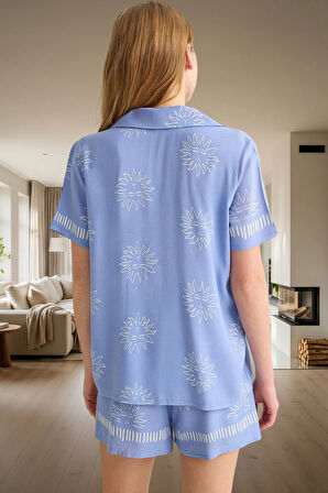 Güneş Desenli Rahat Viskoz Pijama Takımı Mükemmel Uyum Uzun Ömürlü Özenle Seçilmiş