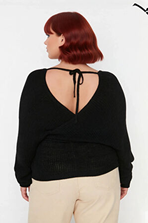 Kadın V Yaka Kruvaze Arkadan Bağlamalı Triko Kazak Akrilik Regular Fit Günlük Şık Soğuk Hava