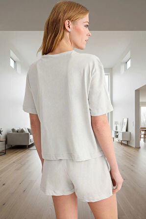 Yazlık %100 Pamuk Pijama Takımı Panda Baskılı Şortlu Regular Kalıp Rahat Kullanım Uzun Ömürlü