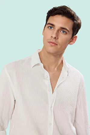 Erkek Basic Siluet Uzun Kollu Dokuma Gömlek Rahat Günlük Ve İş Stilleri İçin Modern Tasarım