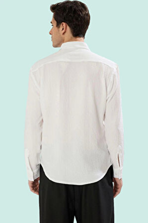 Erkek Basic Siluet Uzun Kollu Dokuma Gömlek Rahat Günlük Ve İş Stilleri İçin Modern Tasarım