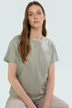 Pamuklu Örme Bluz Regular Kalıp Varak Baskı Rahat Günlük Stil Özenle Seçilmiş Şık Görünüm