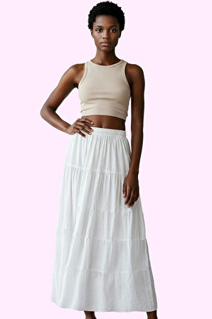 Kadın A line Maxi Etek Dokuma Kumaştan Casual Günlük Stil Hafta Sonu Yaz Aylarının Vazgeçilmezi