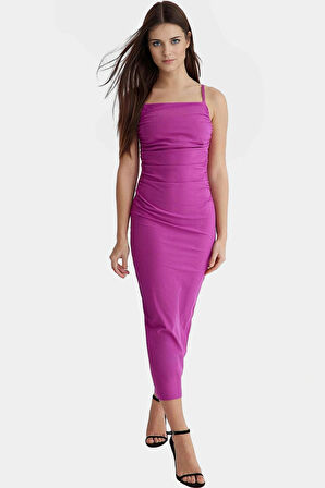 Bodycon Maxi Elbise Yazlık Örme Astarlı Yırtmaçlı Günlük Kullanım İçin Şık Görünüm
