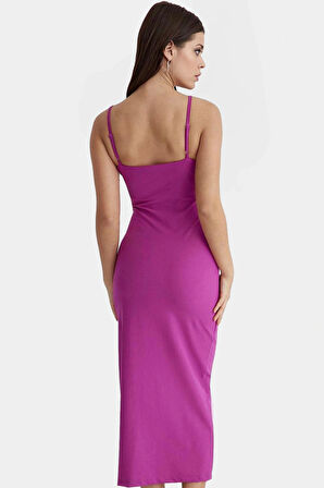 Bodycon Maxi Elbise Yazlık Örme Astarlı Yırtmaçlı Günlük Kullanım İçin Şık Görünüm