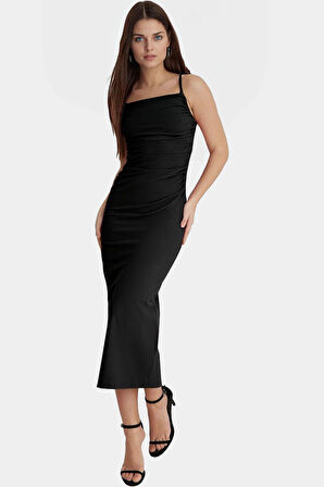 Bodycon Maxi Elbise Yazlık Örme Astarlı Yırtmaçlı Günlük Kullanım İçin Şık Görünüm