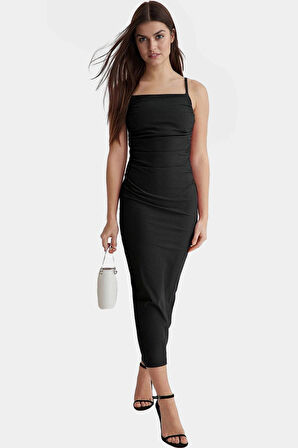 Bodycon Maxi Elbise Yazlık Örme Astarlı Yırtmaçlı Günlük Kullanım İçin Şık Görünüm