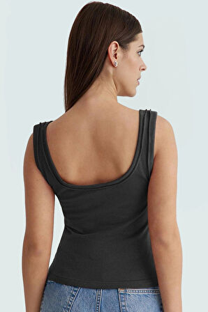 Fitted Havuz Yaka Crop Bluz 100 Pamuk Kaşkorse Örme Günlük Stil Dayanıklı Malzeme Premium Kalite