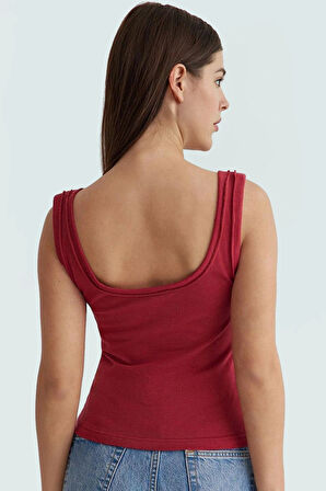 Fitted Havuz Yaka Crop Bluz 100 Pamuk Kaşkorse Örme Günlük Stil Dayanıklı Malzeme Premium Kalite