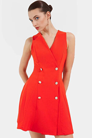 Kolsuz Finike Dokuma Mini Elbise 88% Polyester 12% Elastan Trend Tasarım