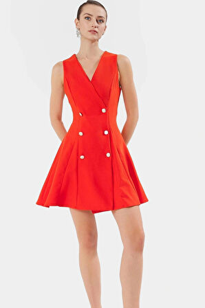 Kolsuz Finike Dokuma Mini Elbise 88% Polyester 12% Elastan Trend Tasarım