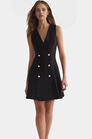 Kolsuz Finike Dokuma Mini Elbise 88% Polyester 12% Elastan Trend Tasarım