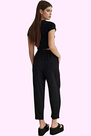 Kadın Dokuma Pantolon Yüksek Bel Aerobin Kumaş Rahat Yazlık Günlük Kullanım Modern Tasarım