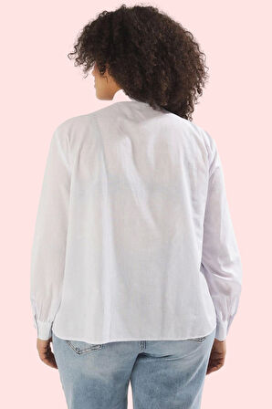 Kadın Uzun Kollu Dokuma Gömlek Büyük Beden Rahat Kalıp Günlük Stil Yaz Aylarının Vazgeçilmezi