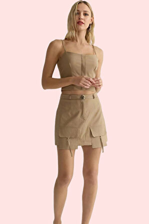 Kadın Mini Şort Etek Yüksek Bel Dar Paça Dokuma Kumaş Günlük Kombinler Yaz Aylarının Vazgeçilmezi