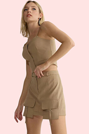 Kadın Mini Şort Etek Yüksek Bel Dar Paça Dokuma Kumaş Günlük Kombinler Yaz Aylarının Vazgeçilmezi