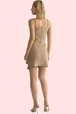 Kadın Mini Şort Etek Yüksek Bel Dar Paça Dokuma Kumaş Günlük Kombinler Yaz Aylarının Vazgeçilmezi