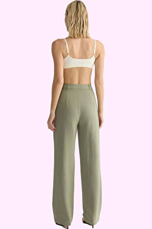 Kadın Pamuklu Düz Desen Wide Leg Pantolon Rahat Günlük Şıklık Hafta Sonu Dayanıklı Malzeme