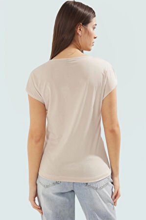 Taş Detaylı Örme Bluz V Yaka Ay Kol Regular Kalıp Yazlık Premium Kalite Kaliteli İşçilik