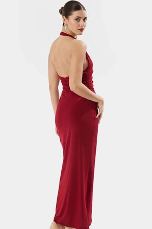 Vücuda Oturan Maxi Elbise Yazlık Örme Kumaş Zarifane Tasarım Modern Stil Profesyonel Görünüm