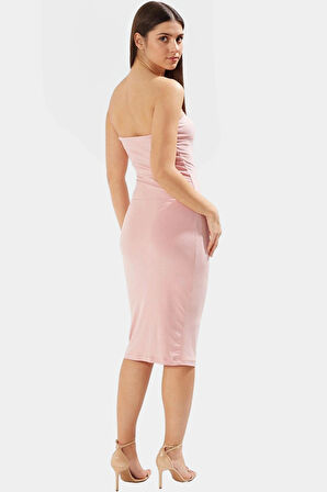 Şık Bodycon Elbise Esnek Örme Kumaş Midi Boy Yaz Mevsimi Özenle Seçilmiş Yüksek Kalite