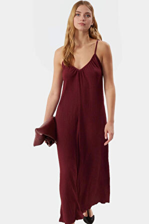 Pamuklu A line Maxi Elbise V Yaka Örme Kumaş Rahat Kalıp Özenle Seçilmiş Modern Stil Özel Tasarım