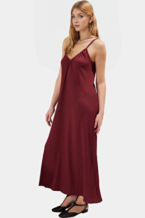 Pamuklu A line Maxi Elbise V Yaka Örme Kumaş Rahat Kalıp Özenle Seçilmiş Modern Stil Özel Tasarım