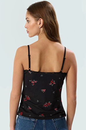 Çok Çiçekli Desenli Tül Bluz Nefes Alan Polyester Kumaş Profesyonel Görünüm