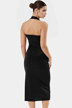 Vücut Sarmalayan Örme Midi Elbise Yazlık Şıklık Dayanıklı Malzeme Rahat Ve Şık Görünüm