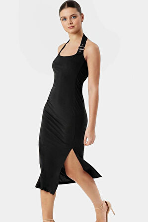 Vücut Sarmalayan Örme Midi Elbise Yazlık Şıklık Dayanıklı Malzeme Rahat Ve Şık Görünüm