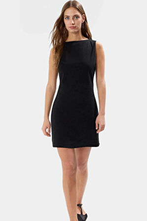Yazlık Kolsuz Mini Elbise Bodycon Zebra Desenli Krep Kumaş Dayanıklı Malzeme Zarifane Tasarım