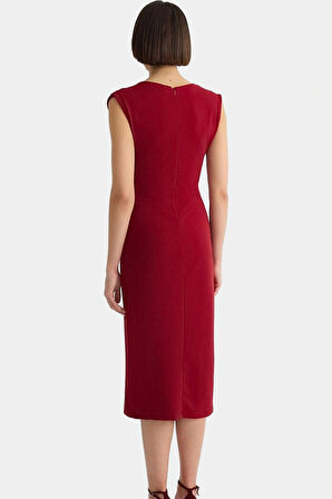 Bodycon Midi Elbise V Yaka Kemerli Scuba Krep Polyester Günlük Uzun Ömürlü Modern Stil