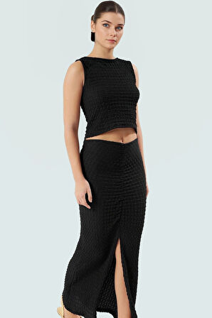 Fitted Örme Bluz Etek Takım Nefes Alan Polyester Kumaş Özenle Seçilmiş Uzun Ömürlü