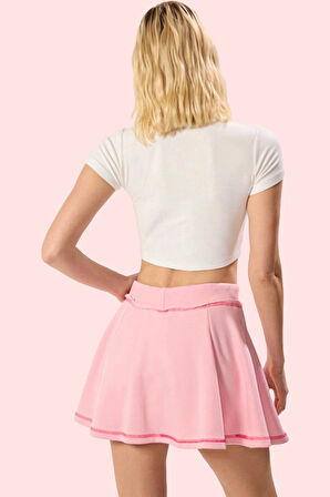 Kadın Yazlık Kısa Şort Etek Renk Bloklu Dar Paça Yüksek Bel Günlük Yaz Aylarının Vazgeçilmezi