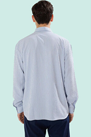 Erkek Basic Gömlek Uzun Kollu Çizgili Rahat Polyester Elastan Günlük Yaz Aylarının Vazgeçilmezi