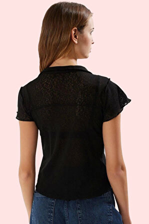 Kadın Köpük Kumaş Basic Fitted Gömlek Yaka Kısa Kollu Rahat Günlük Stil Yaz Aylarının Vazgeçilmezi