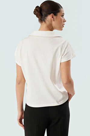 Brode Detaylı Polo Yaka Pamuk Bluz Rahat Yazlık Kombin Şık Görünüm Özenle Seçilmiş