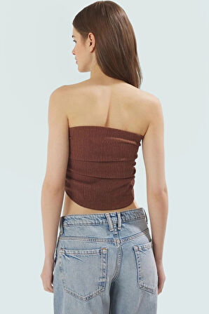 Asimetrik Kesim Straplez Bluz Esnek Örme Günlük Tarz Şık Görünüm Trend Tasarım