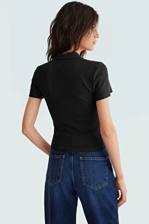 Nefes Alan Pamuklu Kaşkorse Bluz Fitted Polo Yaka Mükemmel Uyum Günlük Kullanım İçin