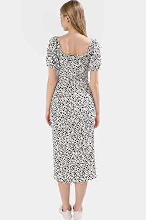 Çiçek Desenli Bodycon Midi Elbise Rahat Ve Şık Günlük Stil Kullanım İçin Özenle Seçilmiş